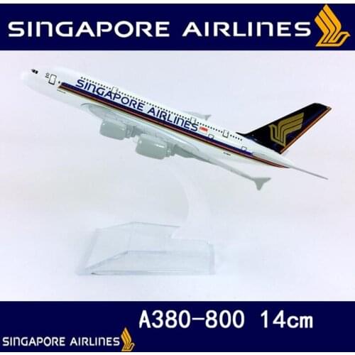 14CM 1:400 Airbus A380-800 model Singapore airplanes with base alloy aircraft plane collectible display toy model collection