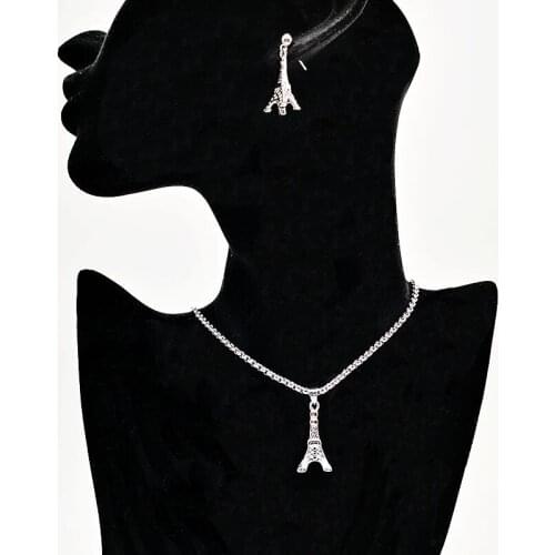 2019 new 316L Stainless steel Eiffel tower women Jewelry set Gold color Eiffel tower necklace earrings set CARA0295/CARA0030