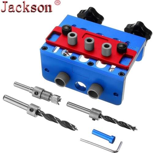 3 in 1 Woodworking Drill Guide Set Hole Puncher Dowelling Jig Self Tighen Clamp Dowel Tenon Punching