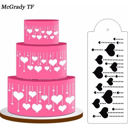 32.5*9.5cm Love Heart Cake Stencil DIY Fondant Craft Cake Decorating Tools Coffee Stencil Moulds Cake Tools