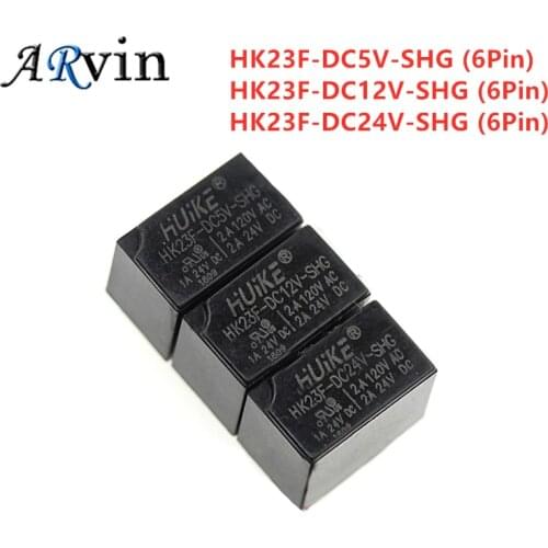 5PCS/LOT HUIKE Relay HK23F HK23F-DC5V-SHG HK23F-DC12V-SHG HK23F-DC24V-SHG Volt Power Relay 5V 12V 24V 2A 2 6-Pin 0.2W