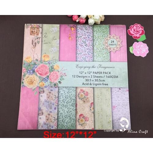 AlinaCraft 24 sheet 12"X12" Scrapbooking patterned paper pack andmade craft paper craft Background pad