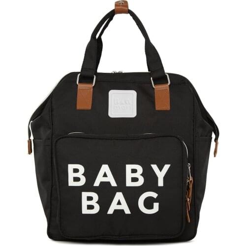 Bagmori Black Baby Bag Printed Mother Baby Care Backpack Multi Function Bag Maternity Nappy Bags for Travel Large and Waterproof