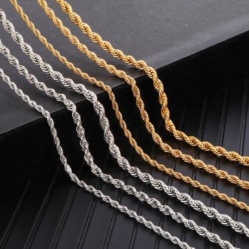 3MM4MM5MM Rope Chains Stainless Steel Necklaces DIY Pendants Necklace Hip Hop Ropers Jewelry 46/51/56/61/66/76CM Wholesale
