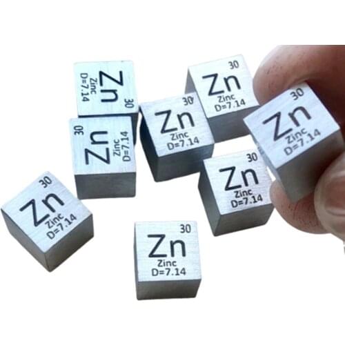 Zinc Zn Periodic Table Cube 99.99% Pure Length 10mm Weight 7.2g