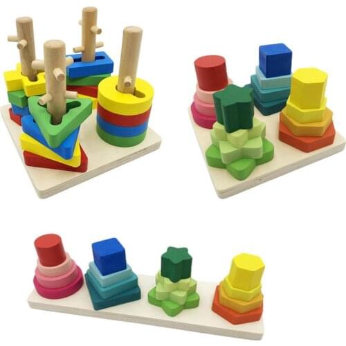 Kids DIY Wooden Building Blocks Toys For Children Early Learning Exercise Hands-on Ability Montessori Educational Wooden Toys