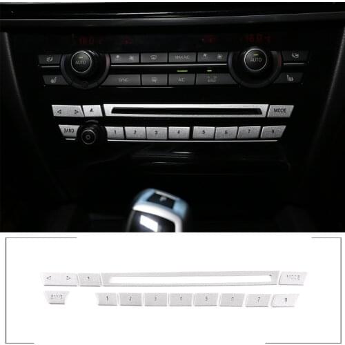 For BMW X5 X6 F15 F16 2015-2018,Alloy Car Central Control CD Shortcut Digit Keys Volume Button Sequin,Decoration Cover Accessory