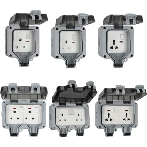 UK/EU Plug Electrical Wall Socket Outdoor Waterproof Dust-proof Power Outlet