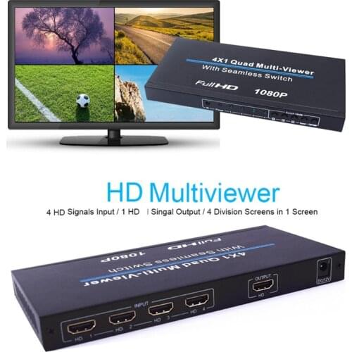 Full HD 1080P 4x1 Multiviewer 4 Images on One Display Monitor HDMI-compatible Multi-viewer Seamless Switch HDTV Screen Splitter