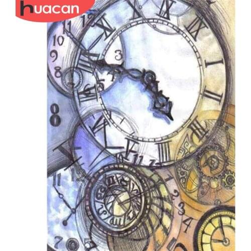 HUACAN Full Square/Round Diamond Painting Landscape 5D Diamond Embroidery Sale Clock Pictures Of Rhinestones Mosaic Wall Art