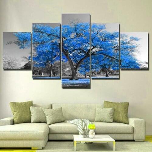 Blue Tree of Happiness Abstract 5 pcs Mosaic Full Diamond Painting Diamond Embroidery Diy Cross Stitch Kit multi-picture EE2076