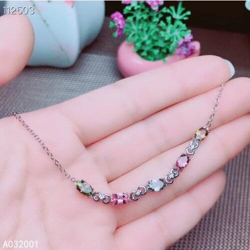 KJJEAXCMY fine jewelry natural Tourmaline 925 sterling silver new women gemstone hand bracelet support test noble hot selling