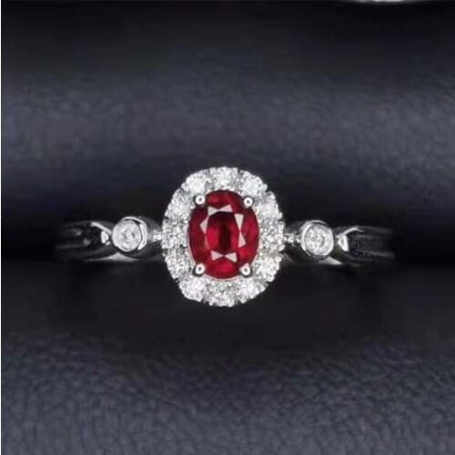 18k yellow gold inlaid South African diamonds without burning pigeon blood red ruby ring