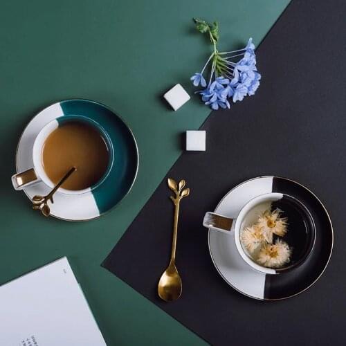 Coffee Cup and Saucer Set Bring Spoon Simple Fashion Nordic Style Home Breakfast Milk Ceramics Mug Dining Table Tableware