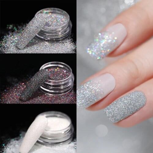 Holographics Nail Powder Set Laser Silver Black White Nail Art Glitter UV Gel Polish Chrome Dust Sparkly Decor Pigment Kits