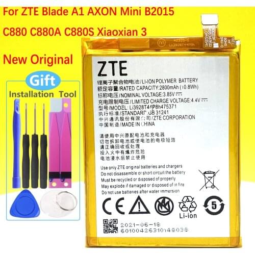In stock Li3928T44p8h475371 2800mAh Battery For ZTE Blade A1 AXON Mini B2015 C880 C880A C880S Xiaoxian 3 Phone+Tracking Number