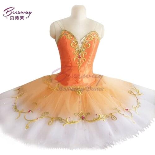 Orange Tutu Gradient Color Hard Yarn Stage Competition Performance Dress Gradient Sleeping Beauty Gorgeous Performance Skirt