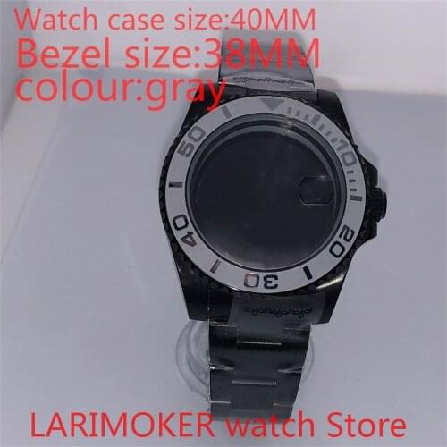 Suitable for NH35 NH36 Miyota 8215 40mm 904L stainless steel housing, sealed black back cover, with rotating bezel gray