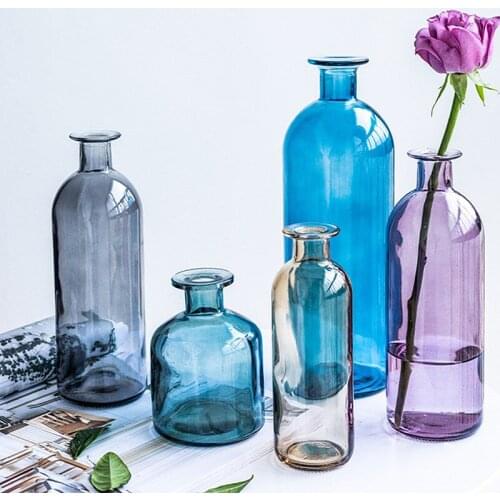 Transparent Glass Vase Desktop Flower Vases For Home Decor Nordic Ins Style Dry Flower Vases Living Room Decoration Accessories