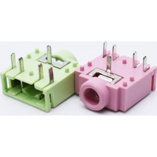 10pcs PJ307 3.5mm headphone jack PJ-307C 3F07 5p audio socket green pink