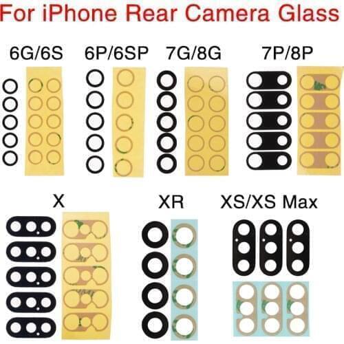 1pcs Back Rear Camera Lens Glass Cover For iPhone 6 6S 7 8 Plus X XR XS 11 Pro Max With 3M Adhesive Sticker Repair Parts