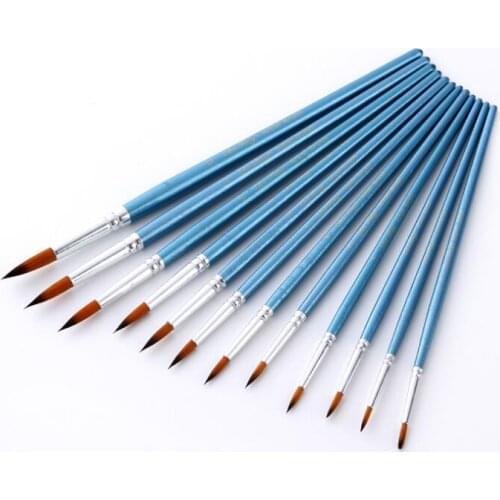 Y13 New 12Pcs Painted Hook Line Pen Blue Art Supplies Oil Drawing Art Pen Paint Brush Nylon Brush Painting Pen