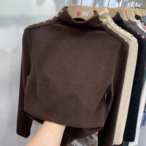Woman Tshirts Turtleneck Long Sleeve T-shirt Top for Women Autumn and Winter Tops Mujer Camisetas