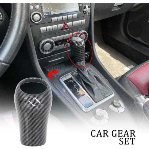 1Pc Carbon Fiber Texture Gear Shift Knob Cover For Mercedes W204 W212 Auto Handle Head Frame Cover For A-Class 2004-2011 C-Class