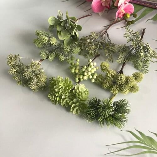 10pcs Green Plastic pine cone vases for home decor wedding decorative flowers wreaths christmas Crafts artificial plants cheap