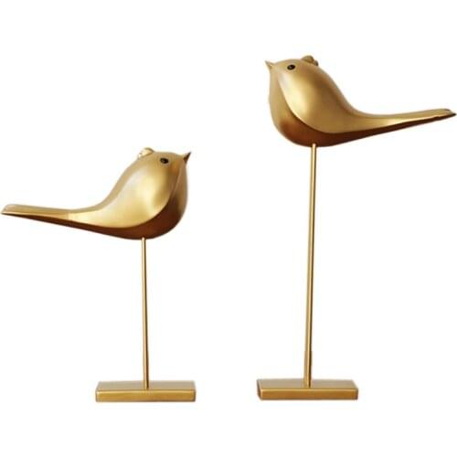 2 pieces for a lot Golden Color House Birds Home Decoration Art Craft Toy Gold Song Bird