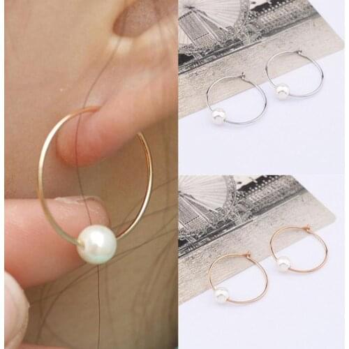 2019 Fashion Personality Women Faux Pearl Charm Huggie Hoop Earrings Party Wedding Statement Jewelry For Ladies Birthday Gift
