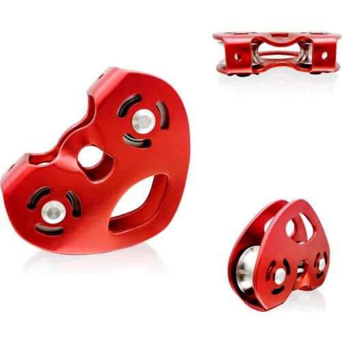 25KN Heart-Shape Double Pulley Steel Cable Rope Climbing Device High Speed Zipline Trolley Equipment