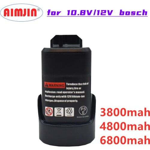 3.8/4.8/6.8Ah 10.8V 12V Li-ion Rechargeable Power Tool Battery for BOSCH Cordless Electric Screwdriver BAT411 BAT412 BAT412A