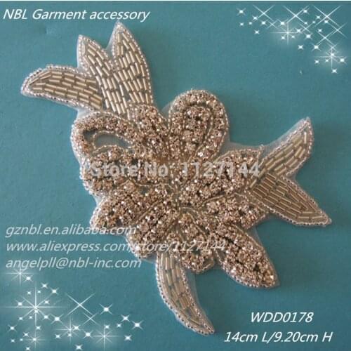 30 PIECES) crystal bridal beaded rhinestone flower applique for wedding evening dress and bag DIY iron on WDD0178