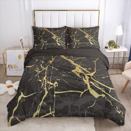 3D Bedding Set Blanket/Comforter/duvet Cover Pillowcases Luxury Bed Linens Bed Set Queen King Double Size Nordic Marble Black