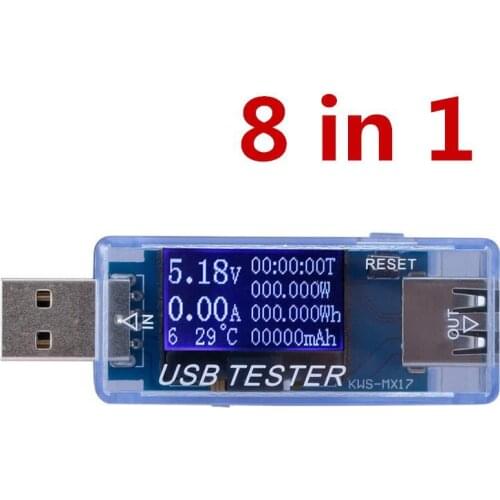 8 in1 QC2.0 3.0 4-30v Electrical power USB capacity voltage tester current meter monitor voltmeter ammeter