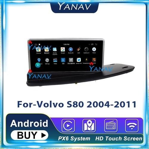 Android Auto Stereo Receiver Head Unit Car Radio For-Volvo S80 2004-2011 Right Wheel Tesla Vertical Multimedia Player GPS Navi