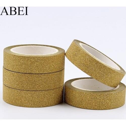 15mm 20yards Glitter Gold Paper Tape For Wedding Christmas Scrapbook Decoration DIY Adhesive Tape Floral Gift Box Package Ribbon