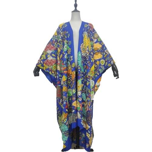 Bohemian 2021 Winni Elegant Floral Open Side Kimono For Women Dashiki African Plus Size Sundress Coat For Lady