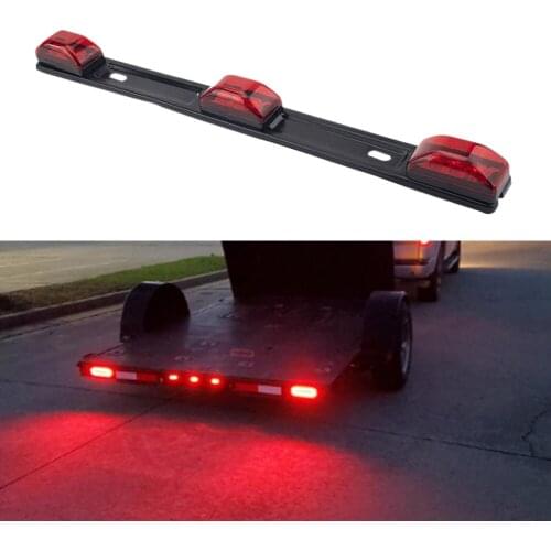 Side Lamp for Truck Trailer Clearance LED Light Bar 12V Stainless Steel Side Marker Lights Red 3 Identification Light Pickup SUV