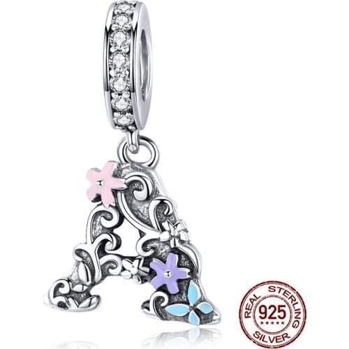 Vintage Letter A Pendant Beads fit Original 3MM Bracelet & Necklace Jewelry 925 Sterling Silver Charm making