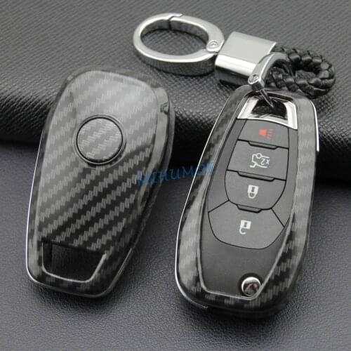 Carbon Fiber Flip Car Key Fob Cover Case Shell For Chevy 2017 2018 2019 2020 Trailblazer Trax Cruze