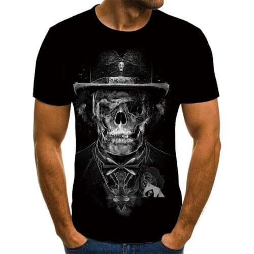 New Summer Products Hot Sale Mens Summer Skull Poker Print Mens Short Sleeve T-shirt 3D Childrens T-shirt Casual Breathable