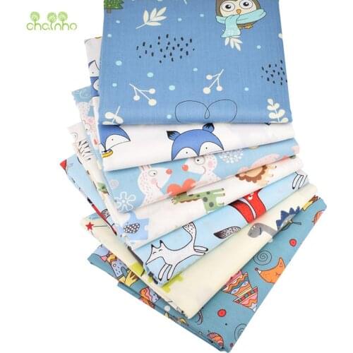 Animal Paradise,Printed Twill Cotton Fabric,Patchwork Clothes For DIY Sewing Quilting Baby&Childs Material,7pcs 40x50cm
