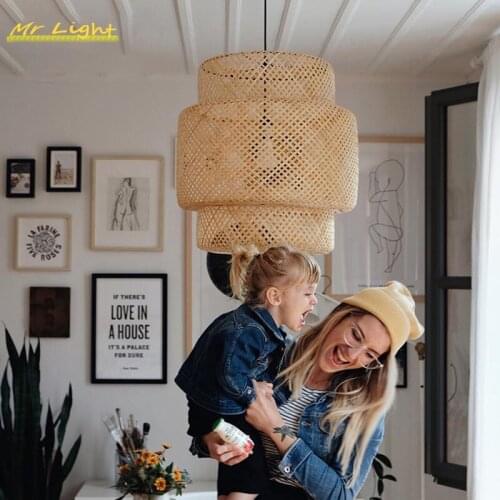 Chinese Classical Bamboo Pendant Lights Lighting Creative Weave Pendant Lamp Cafe Book Shop Vintage Hanging Lamps Indoor Decor