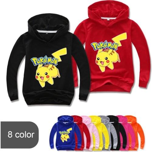 2021 Pokemon Pikachu Spring/Autumn Clothes Long Sleeve Coat Girl Jacket Child Hoodies Boy Sweatshirts Hooded Kid TShirt Top Gift