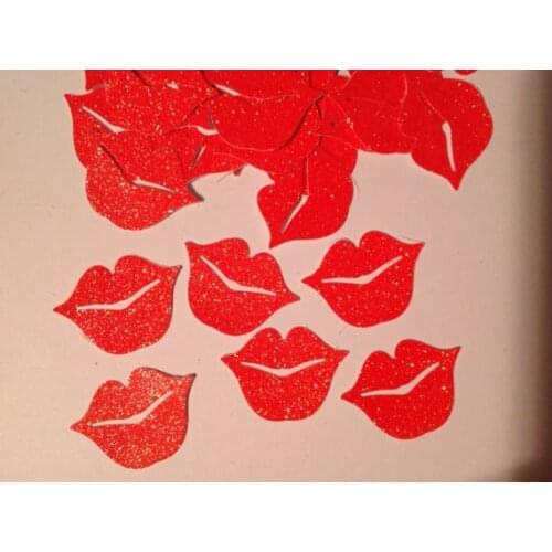 Red glitter lips birthday bridal baby shower Table decor gender reveal, bachelorette party Table decor scrapbook Confettis