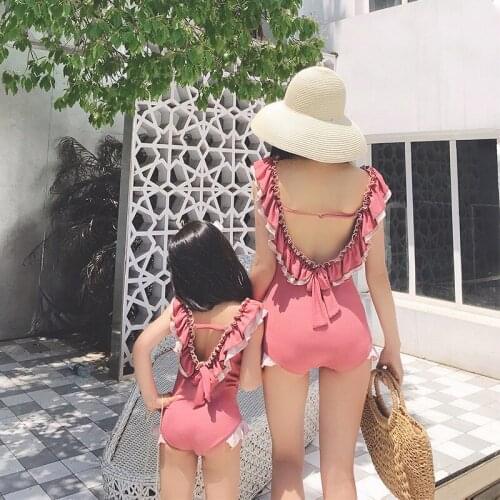 Parent-Child Swimsuit One Piece Swimsuit Japan Korea Girls Swimsuit Baby Girl Hot Spring Mommy and Daughter Clothes