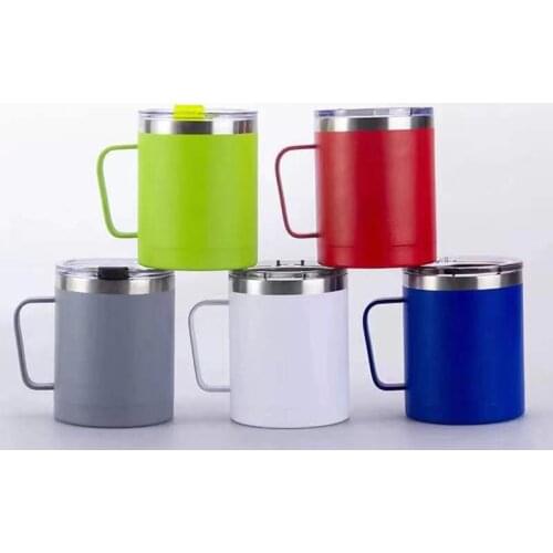 LC 10 oz taza de mango lowball con tapa de doble pared 304 vaso de acero inoxidable al vacío vasos aislados