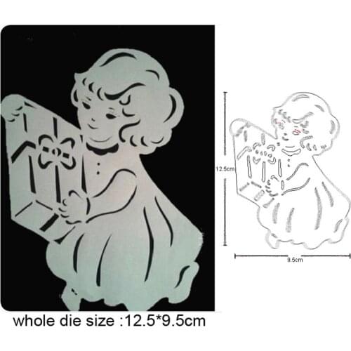 Girl Holding Gift Box Metal Cutting Dies for 2020 New Stencils dies DIY Scrapbooking dies Embossing Paper Card Making Craft dies